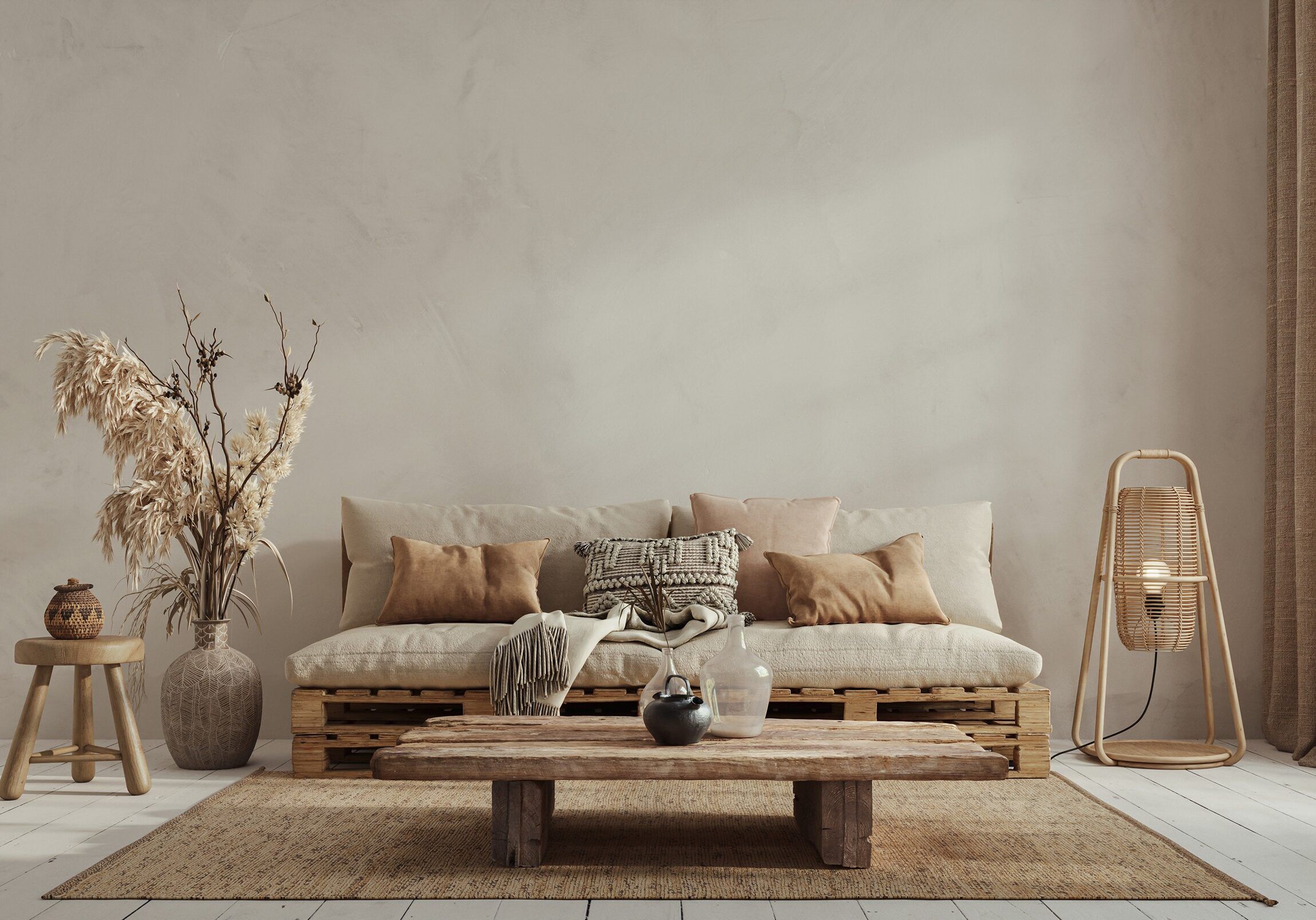 Luxury limewash paint finish for living room walls